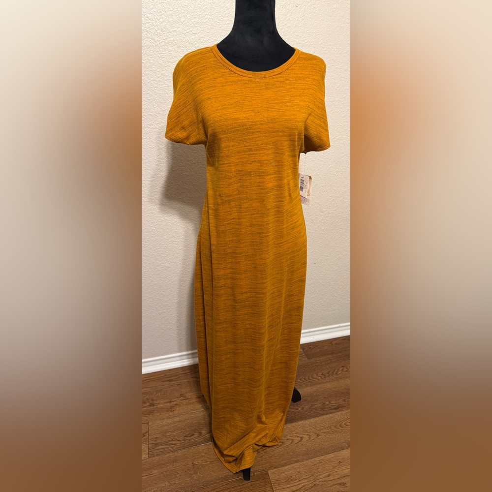 LuLaRoe Maria T-Shirt Maxi Dress in Heathered Marigold Size XS NWT